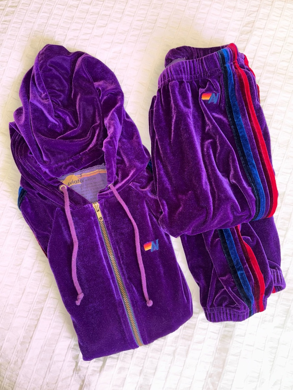Aviator Nation Purple Velour Sweatsuit